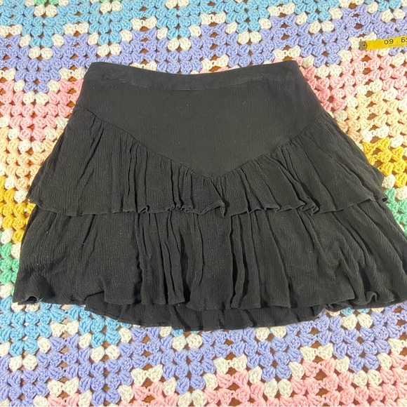 Superdown Black Tiered Mini Skirt Gauze Small S - Picture 1 of 7